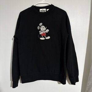 Walt Disney World Black Mickey Mouse Embroidered Sweatshirt Womens Size S